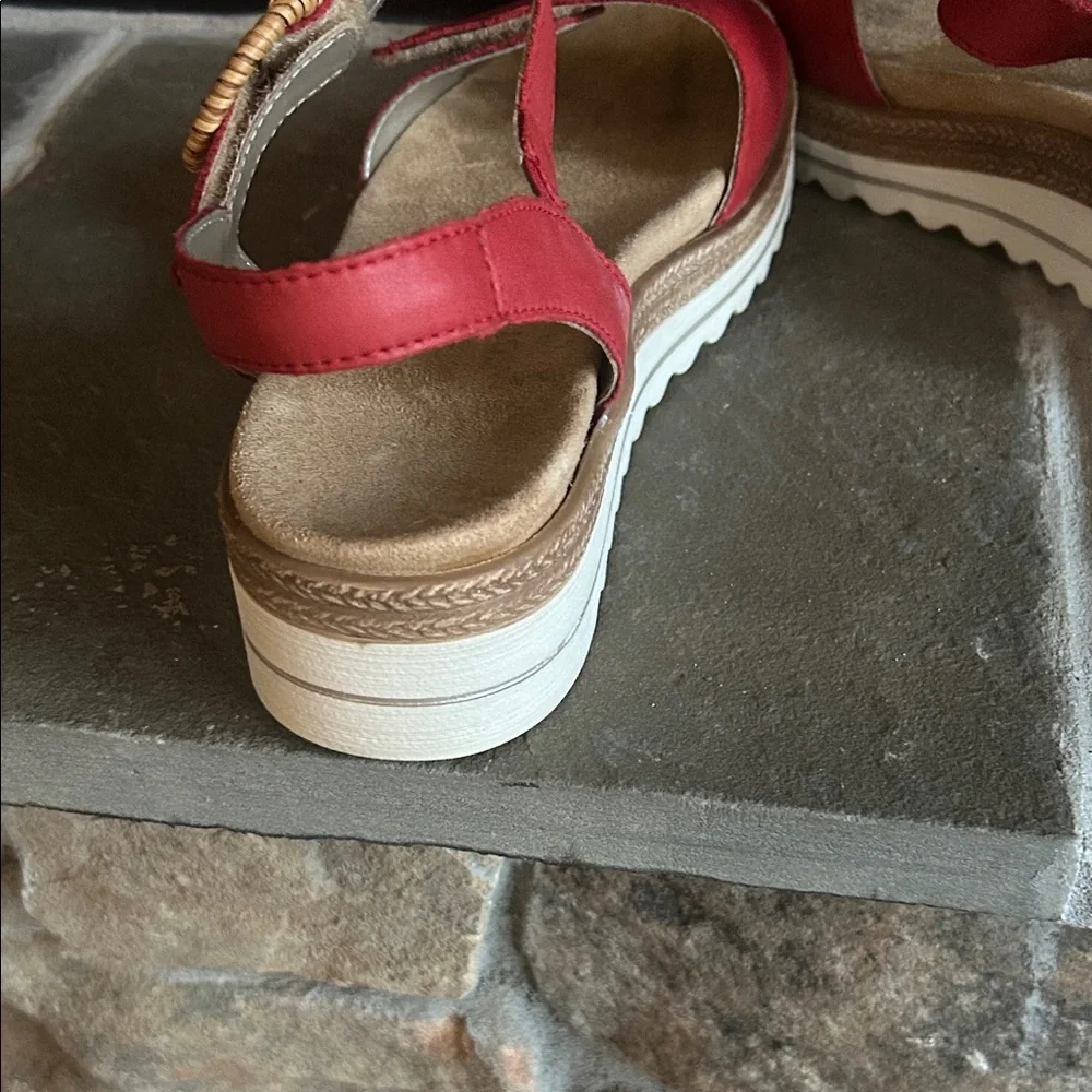 Remonte - Orange Women's Sandals with Tan Accents - Picture 3 of 7